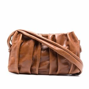 ELLEME PARIS VAGUE VINTAGE RUCHED LEATHER SHOULDER BAG IN SPICE